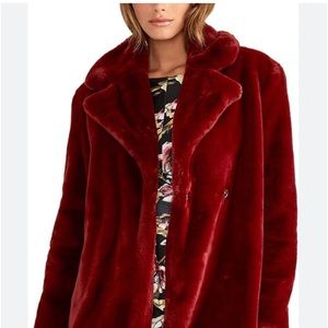 Rachel Roy Notch collar faux fur jacket coat